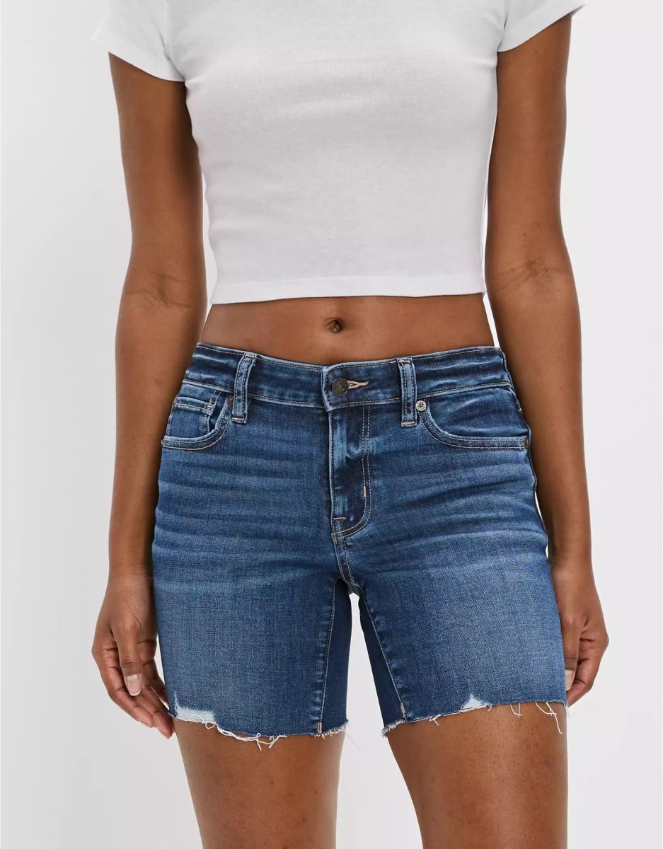 Shorts American Eagle AE Ne(x)t Level Denim Mince Bermuda Indigo Lavage Femme | OVD-95123202